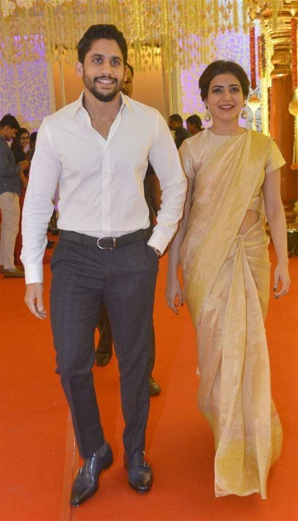 Actress Samantha and Actor Naga Chaitanya at Nimmagadda Prasad Daughter wedding. Samantha and Naga Chaitanya,Naga Chaitanya and Samantha,Naga Chaitanya Samantha,Nimmagadda Prasad Daughter wedding,Nimmagadda Prasad,Samantha with Naga Chaitanya,Naga Chaitanya with Samantha