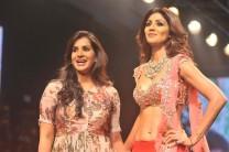 Bollywood actress Shilpa Shetty walks for Anushree Reddy at Lakme Fashion Week 2016.