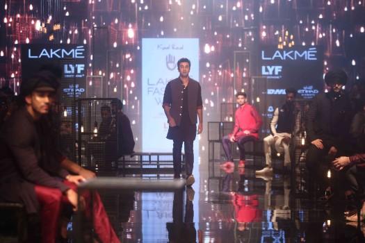 Bollywood actor Ranbir Kapoor, Arjun Kapoor and actress Shraddha Kapoor walk for Kunal Rawal at Lakme Fashion Week 2016.