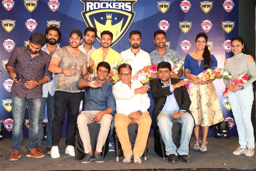 Chennai Rockers announced their Team for Celebrity Badminton League Season. Celebs like Nassar, Bharath, Prasanna, Shanthanu, Vaibhav, Iniya, Munna, Gayathri, Abhinay Vaddi, Amitash, Rupa Manjari, I. C.R. Venkatesh and others graced the event. Bharath,Shanthanu,Vaibhav,Chennai Rockers Team,Chennai Rockers,Celebrity Badminton League Season,Celebrity Badminton League,CBL,Nassar,Iniya,Munna,Gayathri,Abhinay Vaddi,Chennai Rockers Team launch