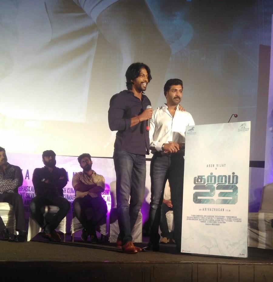 Tamil movie Kuttram 23 music launched today in Chennai. Celebs like Arun Vijay, Jayam Ravi, Gautham Menon, Suja Varunee, Bharath, Vandhana, Srikanth, Mahima Nambiar, Arivazhagan, Abhinaya, Riyaz Khan, Aarthi Arun, Vishal Chandrasekhar, Lakshmi Ramakrishnan, Inder Kumar, Vamsi Krishna, Vijayakumar, Preetha Vijayakumar and others graced the event. Arun Vijay,Arun Vijay's Kuttram 23 audio launch,Kuttram 23 audio launch,Kuttram 23,Kuttram 23 audio launch pics,Kuttram 23 audio launch images,Kuttram 23 audio launch photos,Kuttram 23 audio launch stills,Kuttram 23 audio launch pictures