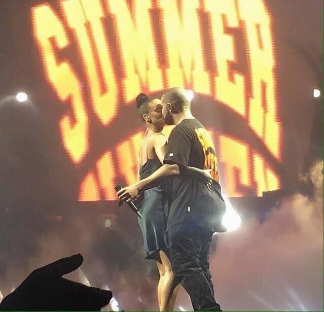 Rapper Drake and singer Rihanna confirmed their romance by kissing on stage during a performance here. Rapper Drake,singer Rihanna,Rihanna,Rihanna kiss Rapper Drake,Rapper Drake kiss Rihanna,Rihanna pics,Rihanna images,Rihanna photos,Rihanna stills,Rihanna pictures