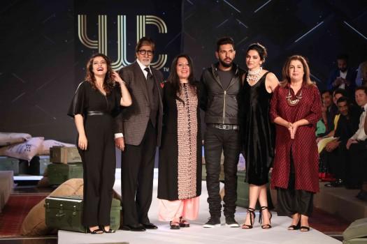 Cricketer Yuvraj Singh has forayed into the fashion industry by launching his brand YWC Fashion in collaboration with designers Shantanu and Nikhil. Several Bollywood celebrities like Amitabh Bachchan, Deepika Padukone, Farhan Akhtar, Riteish Deshmukh, Farah Khan, Arjun Rampal, Neha Dhupia added glam quotient to the event.