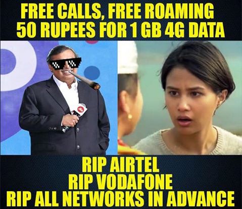 Jio launch after effects: Twitterati Troll Reliance Competitors. Jio,Jio effect,Reliance Jio,Reliance Jio 4g,Jio funny memes,Jio mems,Jio trolls,Jio funny trolls,Reliance Competitors,Air Tel,Aircel,BSNL
