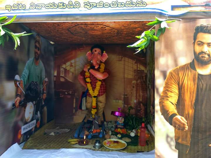 Ganesh Chaturthi: Idol Inspired by Jr Ntrs' look in Janatha Garage. Ganesh Chaturthi,Ganesh Chaturthi in Janatha Garage,Ganesh Chaturthi in Janatha Garage style,Janatha Garage,Ganesh idol in Jr NTR style,Ganesh idol as Jr NTR,Ganesh Chaturthi celebrations,Ganesh Chaturthi celebrations pics,Ganesh Chaturthi celebrations im