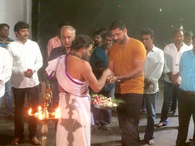 Actor Jayam Ravi and Director Vijay's untitled project launched at AVM Studios, Chennai. Jayam Ravi and Director Vijay,Jayam Ravi,Director Vijay,Vijay,AL Vijay,AL Azhagappan,Mohan Raja,Sayesha Saigal,Dhananjayan,Thambi Ramaiah,Stunt Choreographer Silva,Production Designer Jayashree,Aarthi Ravi