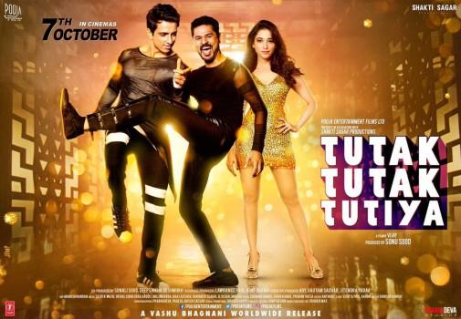 Prabhu Deva, Sonu Sood, Tamannaah Bhatia's Tutak Tutak Tutiya first look poster.