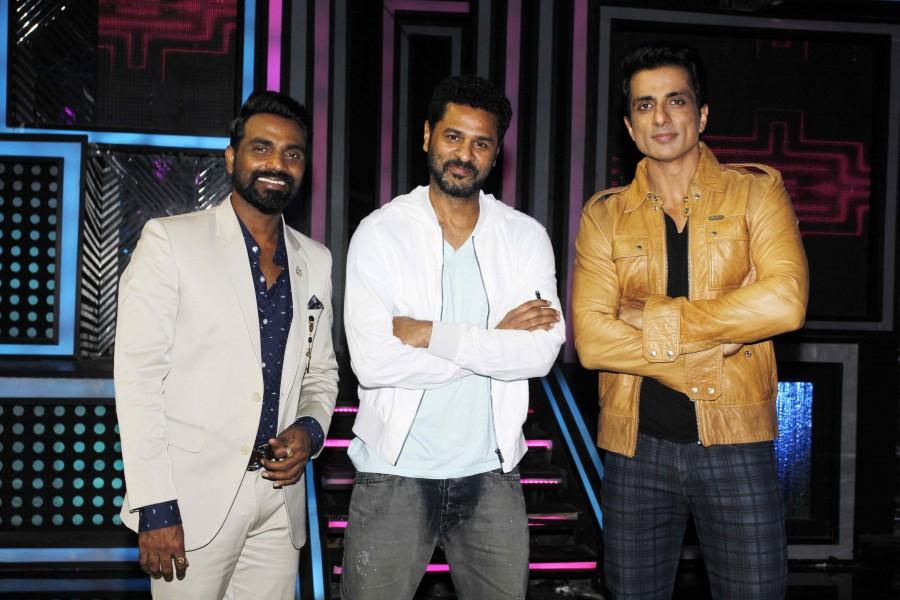 Bollywood actor Prabhu Deva and Sonu Sood on the sets of dance reality show Dance + 2. Prabhu Deva,Sonu Sood,Prabhu Deva on dance reality show Dance + 2,Dance + 2,Prabhu Deva & Sonu Sood on Dance + 2 TV Show,Prabhu Deva and Sonu Sood