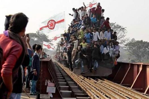 Pawan Kalyan fans at Jana Sena Prasthanam.