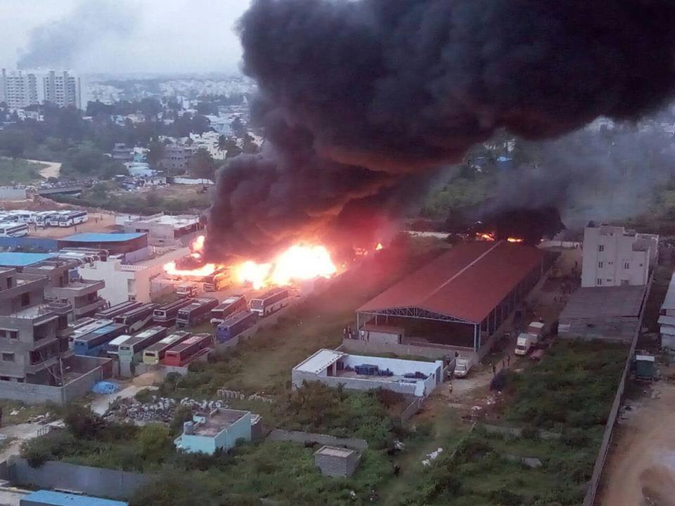 Widespread violence broke out in southern Karnataka on Monday over the apex court order to release Cauvery river water to Tamil Nadu, with angry Kannadiga protesters torching over 30 buses of a Tamil-owned bus depot in Bengaluru. Cauvery water row,Cauvery water,Cauvery water dispute,144 imposed in Bangalore,144 in Bangalore,Bangalore after violence,Kannadiga protesters,Tamil Nadu,Karnataka and Tamil Nadu