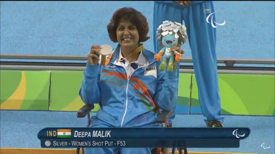 India's Deepa Malik bagged a silver medal in the women's shotput F53 event at the 2016 Rio Paralympics Games, clinching the silver with a personal best throw of 4.61 metres here on Monday. Rio Paralympics,Rio Paralympics 2016,2016 Rio Paralympics,Deepa Malik,Deepa Malik bags silver,Deepa Malik wins silver,Deepa Malik shotput,Paralympics Games,Rio Paralympics Games