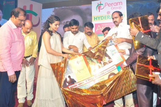 South Indian Actress Samantha Launches Peram Group Mega Ventures Brochure in Hyderabad. Celebs like Shreya Vyas, Maruthi and others graced the event.
