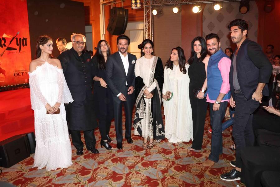 The music launch of Rakeysh Omprakash Mehra's, Anil Kapoor,Sanjay Kapoor,Sonam Kapoor,Boney Kapoor,Sridevi,Javed Akhtar,Tanvi Azim,Mirzya music launch,Mirzya music,Mirzya audio,Mirzya audio launch,Mirzya music launch pics,Mirzya music launch images,Mirzya music launch photos,Mirzya music launch stills