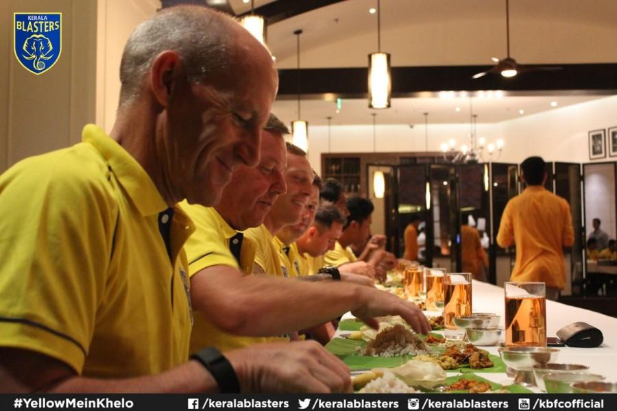 Former Indian opener Sachin Tendulkar celebrates Onam festival with Kerala Blasters team. Sachin Tendulkar,Sachin,Sachin Tendulkar celebrates Onam festival,Sachin celebrates Onam festival,Onam festival,Onam,Onam celebrations,Sachin Tendulkar with Kerala Blasters team,Kerala Blasters team,Onam celebrations pics,Onam celebration pics,Onam celebr