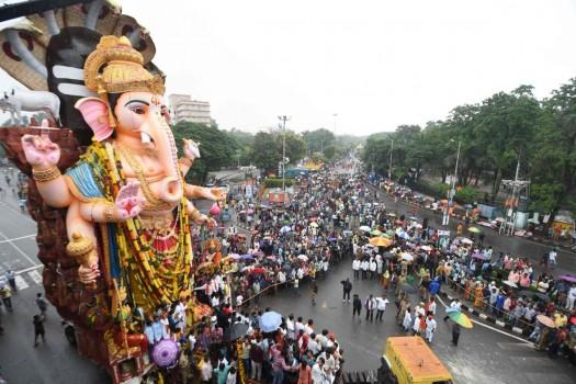 The immersion of Ganesh idols was underway in Hyderabad on Thursday with religious fervour and amid rain and tight security.