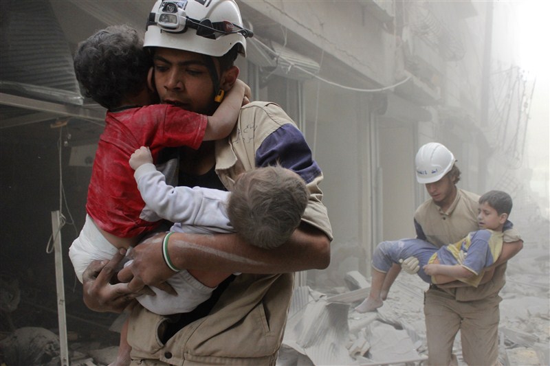 Volunteers of Syria's civil defense teams are often first on the scene to the chaos of civil war. White Helmets,White Helmets of Syria,Syria,civil war,Syria civil defense teams,civil defense teams