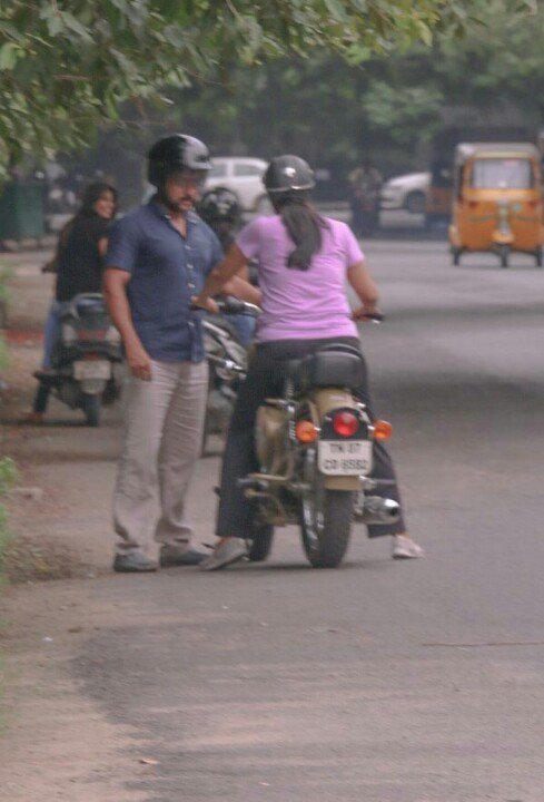The popular Kollywood couple recently spotted on the roads at the Besant Nagar beach in Chennai, where actor Suriya was seen teaching her wife Jyothika to ride a bike. Suriya even shared some pics of Jothika riding a Royal Enfield bullet on Instagram. Suriya,Jyothika,Suriya and Jyothika,Jyothika riding bullet,Jyothika bullet,actor Suriya,Jothika riding a Royal Enfield bullet