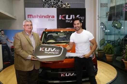 Brand Ambassador Varun Dhawan gets Mahindra KUV 100 as gift.
