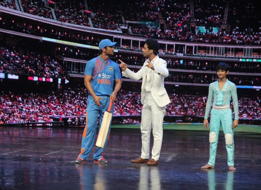 Bollywood actor Sushant Singh Rajput promotes 'M.S. Dhoni: The Untold Story' on the sets of 'Dance+'. Sushant Singh Rajput,Sushant Singh,M.S. Dhoni: The Untold Story,M.S. Dhoni: The Untold Story promotions,M.S. Dhoni: The Untold Story on Dance+,Dance+,Dance+ on the sets