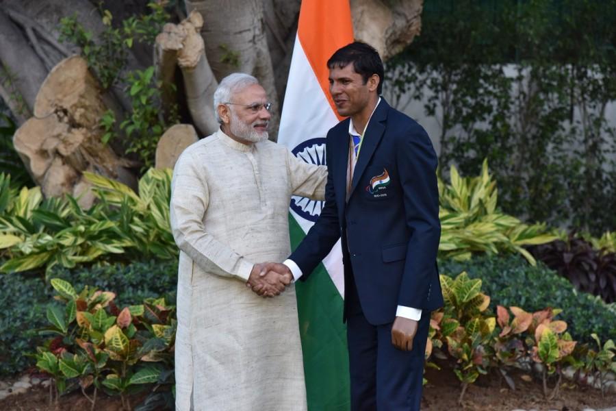 PM Narendra Modi meets India's Rio Paralympics medallists. Narendra Modi,PM Narendra Modi,Narendra Modi Rio Paralympics medallists,Rio Paralympics medallists,Rio Paralympics,India's Rio Paralympics medallists