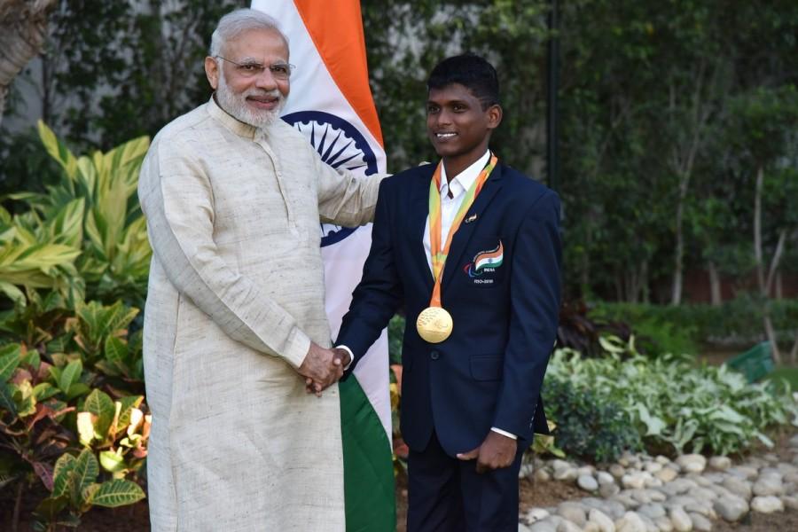 PM Narendra Modi meets India's Rio Paralympics medallists. Narendra Modi,PM Narendra Modi,Narendra Modi Rio Paralympics medallists,Rio Paralympics medallists,Rio Paralympics,India's Rio Paralympics medallists