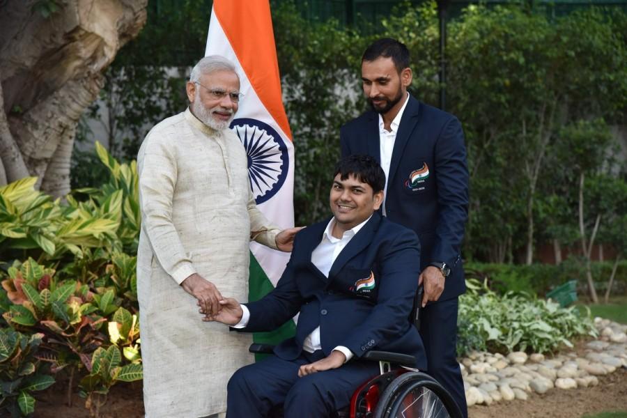PM Narendra Modi meets India's Rio Paralympics medallists. Narendra Modi,PM Narendra Modi,Narendra Modi Rio Paralympics medallists,Rio Paralympics medallists,Rio Paralympics,India's Rio Paralympics medallists