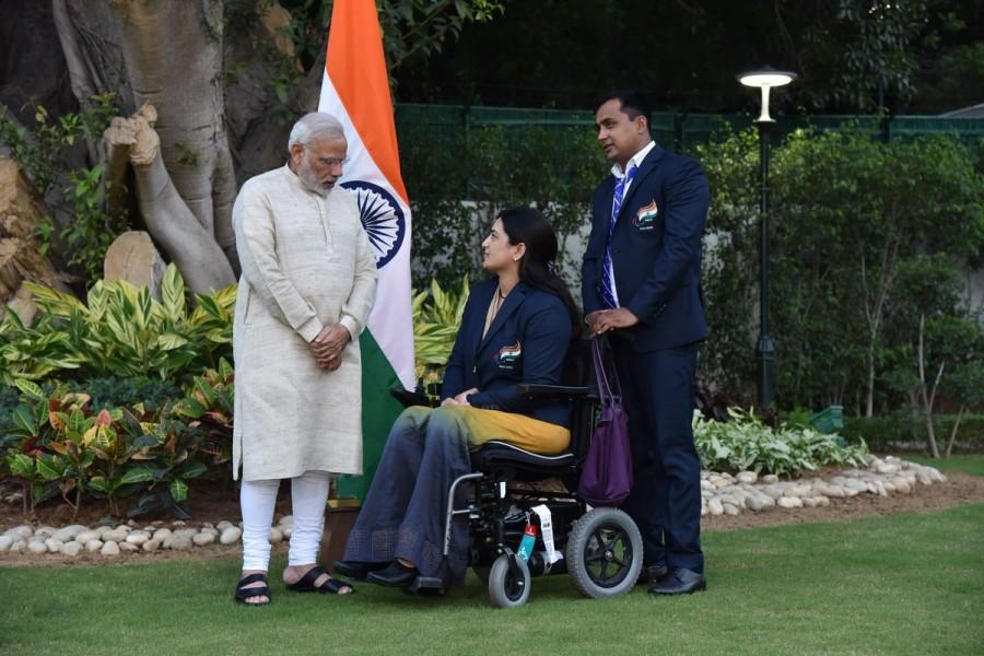 PM Narendra Modi meets India's Rio Paralympics medallists. Narendra Modi,PM Narendra Modi,Narendra Modi Rio Paralympics medallists,Rio Paralympics medallists,Rio Paralympics,India's Rio Paralympics medallists