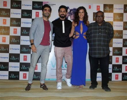 Celebs like Ayushmann Khurrana, Aisha Sharma, Apaarshakti Khurrana and others spotted at the launch of the song 'Ik Vaari'.