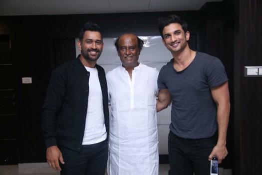 MS Dhoni and Sushant Singh Rajput meet Rajinikanth