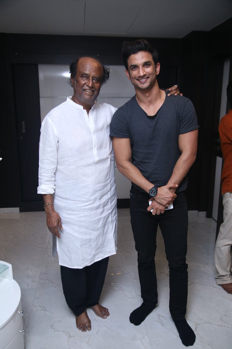 MS Dhoni and Sushant Singh Rajput meet Rajinikanth MS Dhoni,Sushant Singh Rajput,Rajinikanth,Superstar Rajinikanth,MS Dhoni meets Superstar Rajinikanth,Dhoni meets Superstar Rajinikanth,Dhoni meets Rajinikanth,Dhoni with Rajinikanth