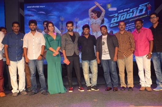 Telugu movie Hyper Theatrical Trailer launch event held in Hyderabad. Celebs like Ram Pothineni, Raashi Khanna, Nani, Sukumar, Priyanka, M. Ghibran, Santosh Srinivas, Prasad V Potluri, Harish Shankar, Anil Sunkara, Ramajogayya Sastry, Murali Sharma, Sravanthi Ravi Kishore, Prabhas Sreenu, KL Damodar Prasad, Shyamala, Nisha and others graced the event.