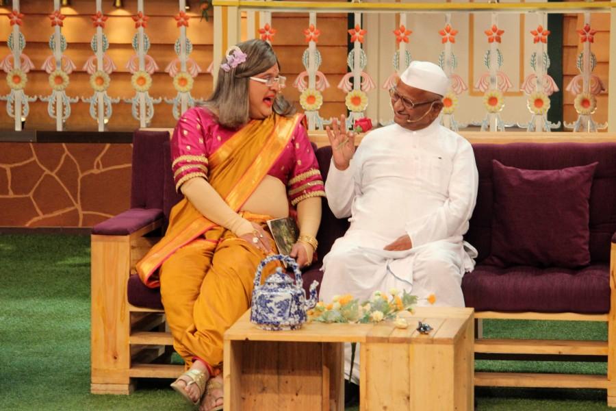 Veteran Gandhian and social crusader Kisan Baburao Hazare, alias Anna Hazare promotes his Biopic on 'The Kapil Sharma Show'. Anna Hazare,Anna Hazare on The Kapil Sharma Show,The Kapil Sharma Show,Kisan Baburao Hazare,Veteran Gandhian,Anna Hazare pics,Anna Hazare images,Anna Hazare photos,Anna Hazare stills,Anna Hazare pictures