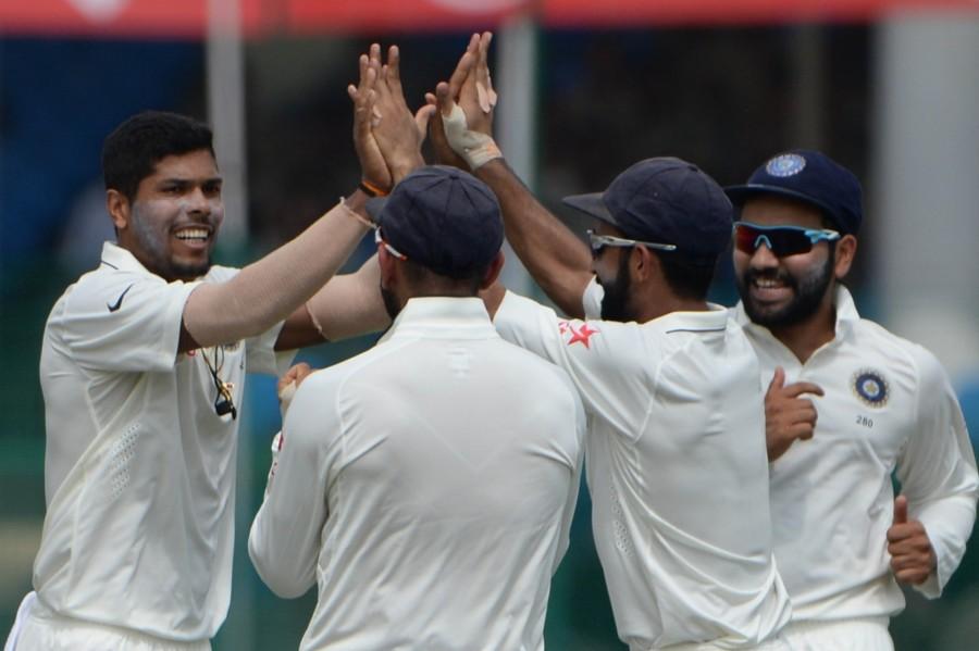 Riding on Ravichandran Ashwin and Ravindra Jadeja's brilliant bowling, New Zealand were bundled out by hosts India for 262 on the third day of the first Test at the Green Park stadium here on Saturday. New Zealand vs India,India vs New Zealand,India vs New Zealand Test series,New Zealand all out for 262,India leads by 56 runs,Ravichandran Ashwin,Ravindra Jadeja