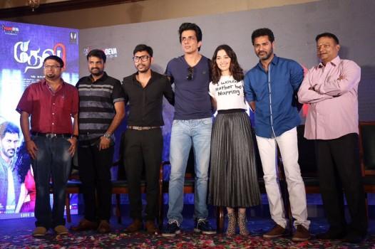 Tamil movie Devi audio launched in Chennai. Celebs like Prabhu Deva, Sonu Sood, Tamannaah, AL Vijay, RJ Balaji, Shiyam Jack and others graced the event.