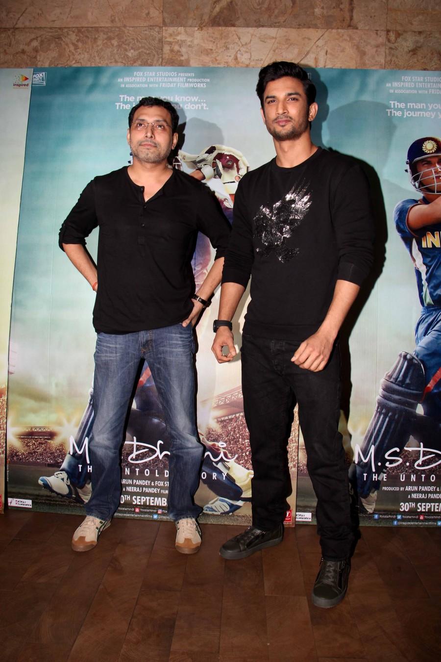 M.S. Dhoni: The Untold Story movie Special screening at lightbox with starcast of the film. M.S. Dhoni: The Untold Story,M.S. Dhoni,Dhoni,Mahendra Singh Dhoni,Sushant Singh Rajput,Sushant Singh Rajput and Dhoni,Sushant Singh