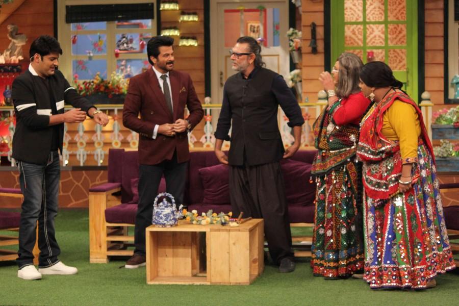 Anil Kapoor with Harshvardhan Kapoor, Saiyami Kher and Om Praksh Mehra promote Mirzya at Kapil Sharma's show. Anil Kapoor,Harshvardhan Kapoor,Saiyami Kher,Om Praksh Mehra,Mirzya at Kapil Sharma's show,Mirzya Team at Kapil Sharma's show,Kapil Sharma show,Mirzya promotion,Mirzya movie promotion,Mirzya movie promotion pics,Mirzya movie promotion images,Mir