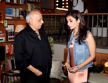 Photos of Mahesh Bhatt and Alia Bhatt on sets of Vogue BFFs.