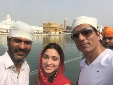 Actor Prabhu Deva, Sonu Sood, Tamannaah Bhatia visit Golden temple for the success of their upcoming movie Tutak Tutak Tutiya.