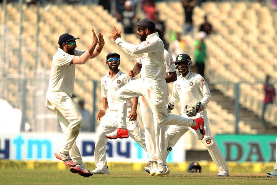 Ravichandran Ashwin and Ravindra Jadeja spun India to an unassailable 2-0 lead and the No.1 ranking in Tests, pinning New Zealand down in a riveting see-saw four-day affair, to win the second cricket Test by 178 runs here on Monday. Local boy Wriddhiman Saha was adjudged Man of the Match for his unconquered 54 and 58 in the two Indian innings at the Eden Gardens. India beat New Zealand,India vs New Zealand,India vs New Zealand Test series,India vs New Zealand 2ns Test,India vs New Zealand 2016,2nd Test in Kolkata,Virat Kohli,Team India,Ashwin,Ravichandran Ashwin