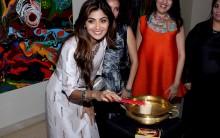 Photos of Bollywood actress Shilpa Shetty inaugurates Anu Malhotra's show "Flow Dreams" at gallery art&soul.
