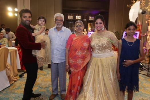 Dance Master Shobi's daughter Syamantakamani 1st birthday celebration held in Chennai. Celebs like Jyothika, Vignesh Shivan, Arun Vijay, KS Ravikumar, DD Divyadarshini, Ap Shreethar, Gayathri Raghuram, Preetha Hari, Dharani, Renuka Devi, Suseenthiran, Ameer Sultan, Thiru, Sangeetha Daughter Shivhiya, Krish, Rajiv Menon, Bharath, Rajesh M Selva, Latha Menon, Devi Sri Prasad, Prasanna, Riyaz Khan, Uma, K Bhagyaraj, Shariq Khan, Poornima, Shanthanu, Keerthi, Editor Mohan, Varalakshmi graced the event.