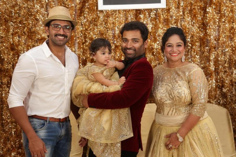 Dance Master Shobi's daughter Syamantakamani 1st birthday celebration held in Chennai. Celebs like Jyothika, Vignesh Shivan, Arun Vijay, KS Ravikumar, DD Divyadarshini, Ap Shreethar, Gayathri Raghuram, Preetha Hari, Dharani, Renuka Devi, Suseenthiran, Ameer Sultan, Thiru, Sangeetha Daughter Shivhiya, Krish, Rajiv Menon, Bharath, Rajesh M Selva, Latha Menon, Devi Sri Prasad, Prasanna, Riyaz Khan, Uma, K Bhagyaraj, Shariq Khan, Poornima, Shanthanu, Keerthi, Editor Mohan, Varalakshmi graced the event. Dance Master Shobi daughter's 1st birthday celebration,Syamantakamani,Syamantakamani birthday celebrations,KS Ravikumar,Jyothika,Vignesh Shivan,Editor Mohan,Arun Vijay,Nassar,K. Bhagyaraj,Poornima Jayaram,Shanthanu,Keerthi