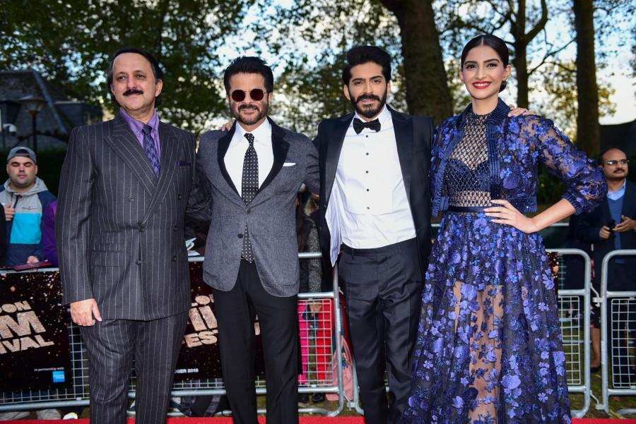 Celebrated Indian filmmaker Rakeysh Omprakash Mehra's latest cinematic masterpiece, MIRZYA, received its GALA Premiere at the 60th BFI London Film Festival in partnership with American Express on Thursday 6th October at 5.30pm. Anil Kapoor, the father of the lead star Harshvardhan Kapoor, and his sister Sonam Kapoor, walked the Red Carpet along with leading lady Saiyami Kher, co-starArt Malik the Director, Rakeysh Omprakash Mehra, Producer Rohit Khattar, amongst others. Sonam Kapoor,Anil Kapoor,Harshvardhan Kapoor,Saiyami Kher,Rakeysh Omprakash,MIRZYA,60th BFI London Film Festival,60th Film Festival,Bhaag Milkha Bhaag