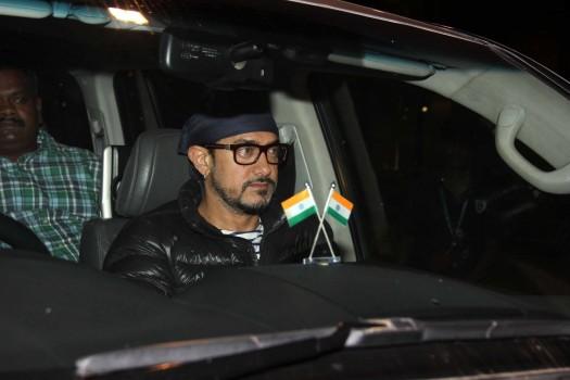 Photos of Bollywood actor Aamir Khan spotted at the Mumbai airport.