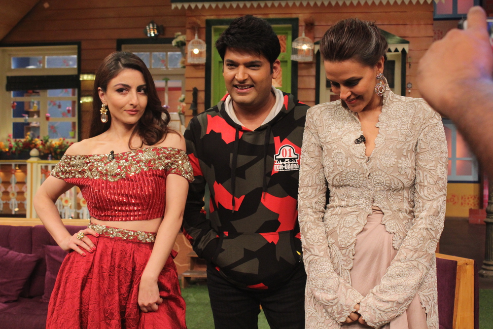Photos of Soha Ali Khan and Neha Dhupia on the set of Kapil Sharma Show. Soha Ali Khan,Neha Dhupia,Soha Ali Khan and Neha Dhupia,Soha Ali Khan on the set of Kapil Sharma Show,Neha Dhupia on the set of Kapil Sharma Show,Kapil Sharma Show