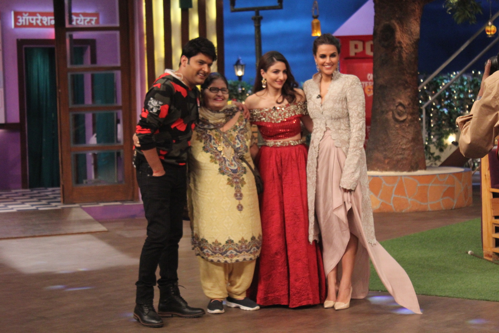 Photos of Soha Ali Khan and Neha Dhupia on the set of Kapil Sharma Show. Soha Ali Khan,Neha Dhupia,Soha Ali Khan and Neha Dhupia,Soha Ali Khan on the set of Kapil Sharma Show,Neha Dhupia on the set of Kapil Sharma Show,Kapil Sharma Show