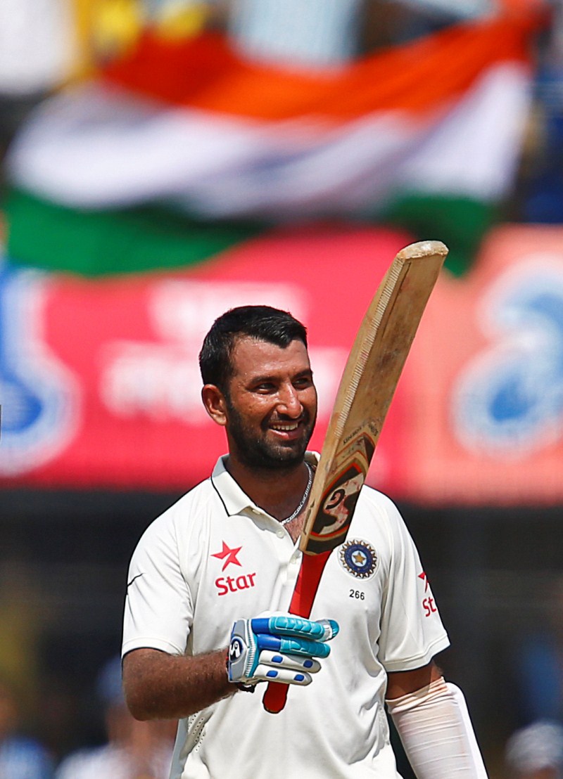 Pujara was unbeaten on 101 runs off 148 balls with Ajinkya Rahane (23 not out) batting at the other end when India Test captain Virat Kohli decided to declare the innings midway through the post-lunch session. India vs New Zealand,Cheteshwar Pujara hits 8th Test ton,Cheteshwar Pujara,Cheteshwar Pujara 8th century,Cheteshwar Pujara century,India vs New Zealand,3rd Test,India vs New Zealand Test series,India vs New Zealand 3rd Test,India vs New Zealand pics,Indi