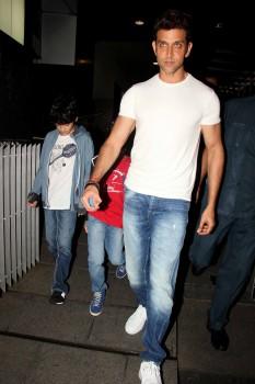 Photos of Bollywood actor Hrithik Roshan spotted with his son at Hakkasan in Bandra.