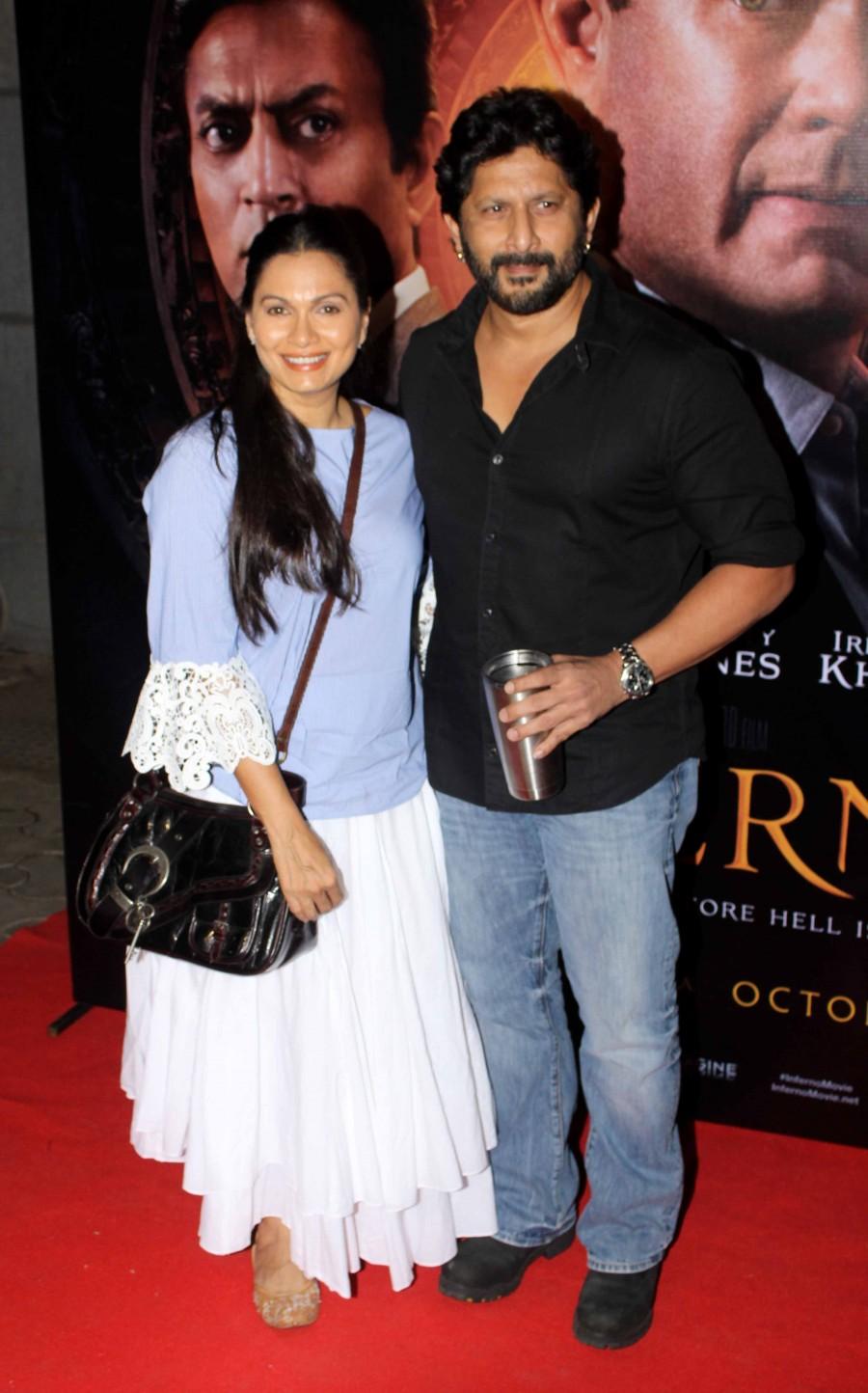 Maria Goretti and Arshad Warsi at Inferno special screening. Inferno special screening,Irrfan Khan,Pooja Hegde,Richa Chadda,Govind Sandhu,Meghna Gulzar,Sonnalli Seygall,Ramesh Sippy,Kiran Juneja,Fahad Samar,Abhinay Deo,Gulshan Devaiya,Kalliroi Tziafeta,Gautam Gulati,Inferno special screening pics,Inferno special sc