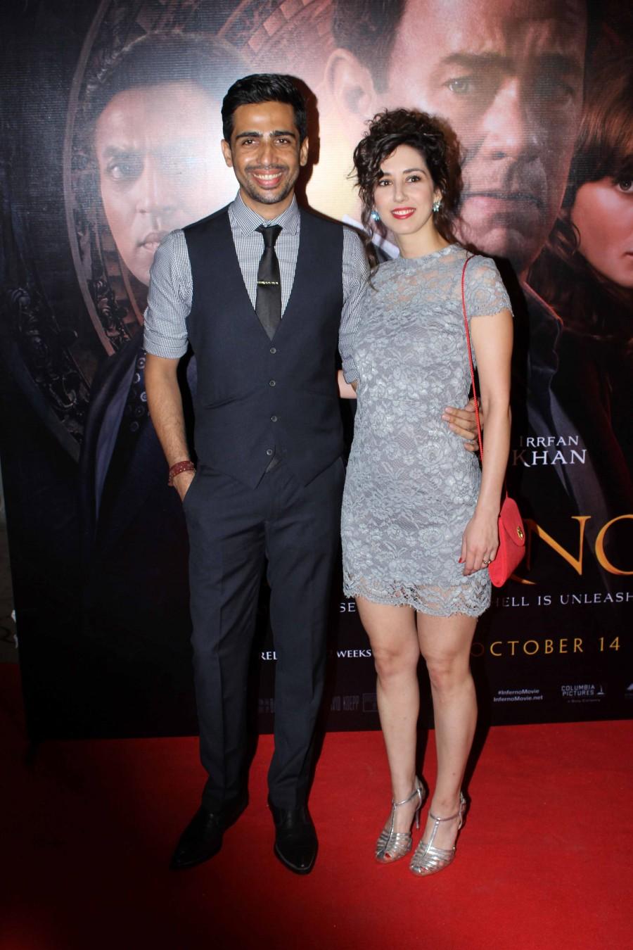 Gulshan Devaiya and Kalliroi Tziafeta at Inferno special screening. Inferno special screening,Irrfan Khan,Pooja Hegde,Richa Chadda,Govind Sandhu,Meghna Gulzar,Sonnalli Seygall,Ramesh Sippy,Kiran Juneja,Fahad Samar,Abhinay Deo,Gulshan Devaiya,Kalliroi Tziafeta,Gautam Gulati,Inferno special screening pics,Inferno special sc